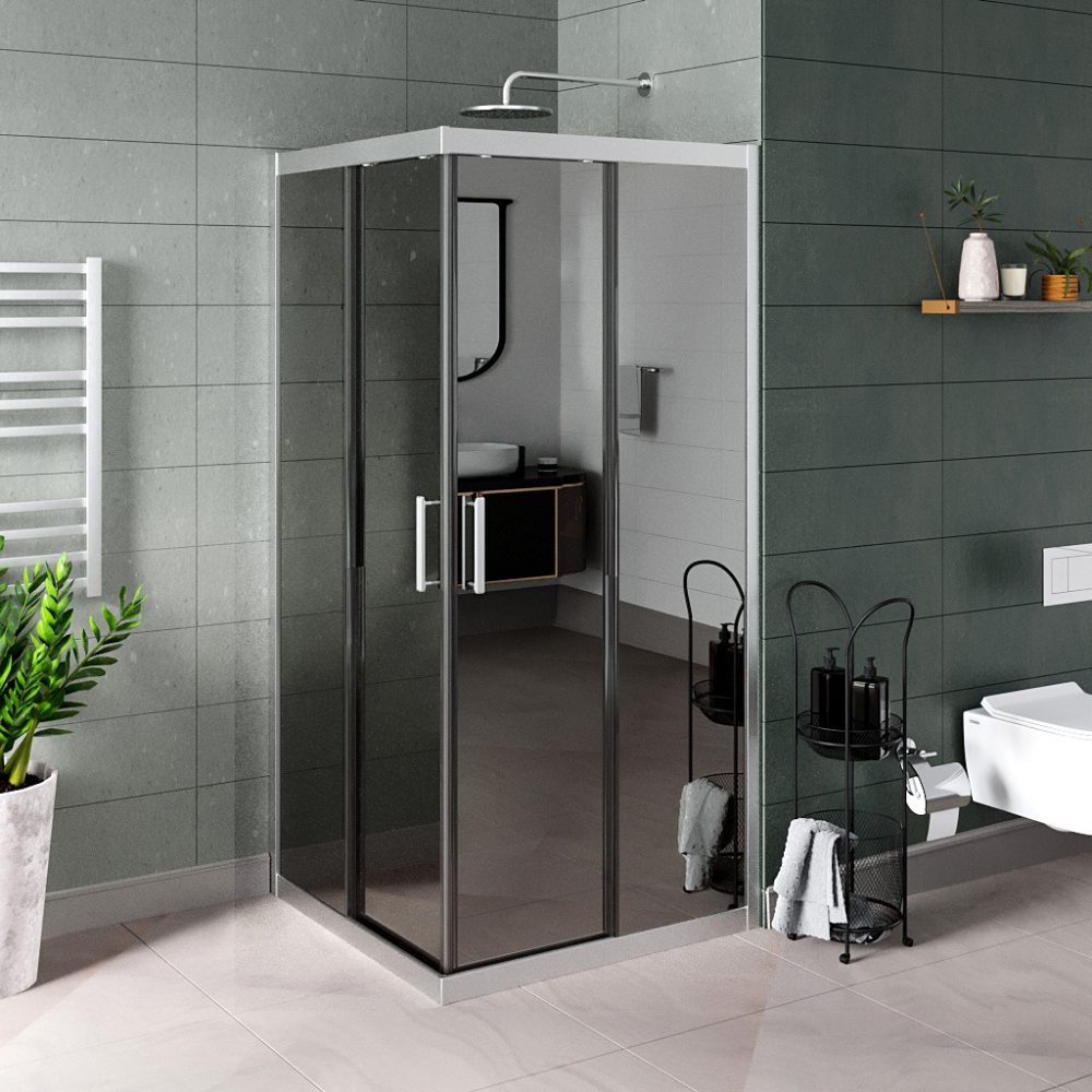 Vesta D100 Kare Duşakabin Parlak Profil Reflekte Aynalı Cam