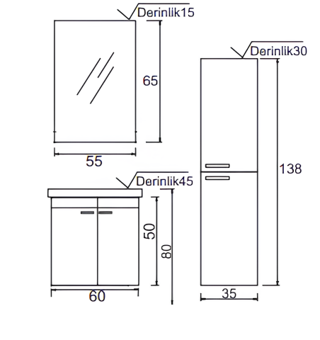 Terra  Banyo Dolabı 60
