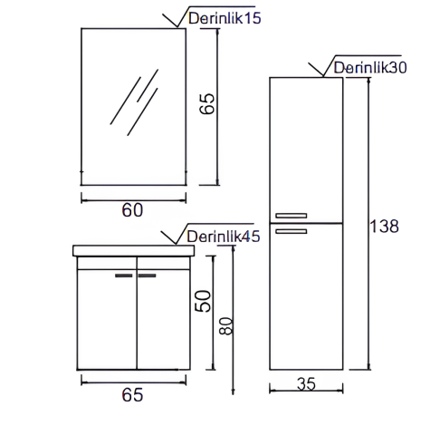 Terra  Banyo Dolabı 65