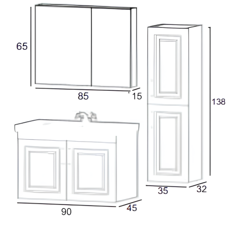 Royal Banyo Dolabı 90