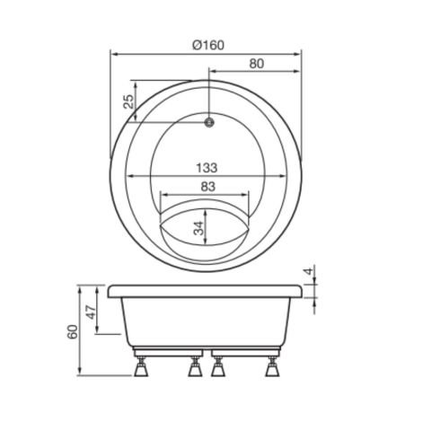 Daire Küvet Çap 160 Cm