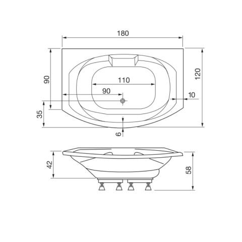 Küvet 90/120/180 H 58 Cm
