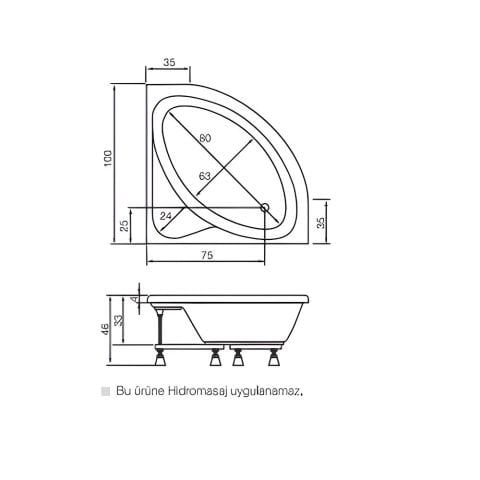 Oval Mini Küvet H46 Cm