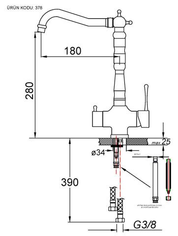 Arıtma Tek Gövde Eviye Bataryası