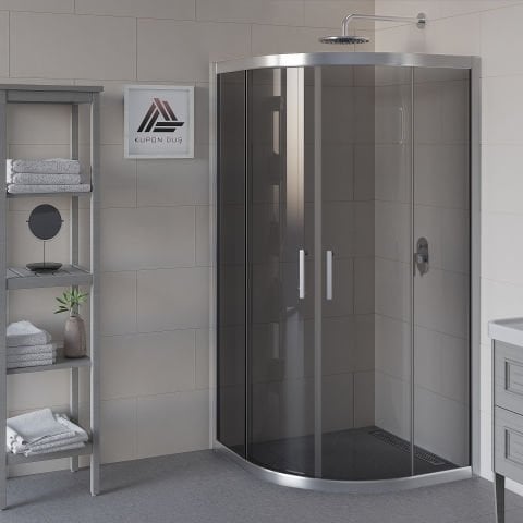 Vesta D300 Oval Duşakabin Parlak Profil Füme Cam H: 190 cm