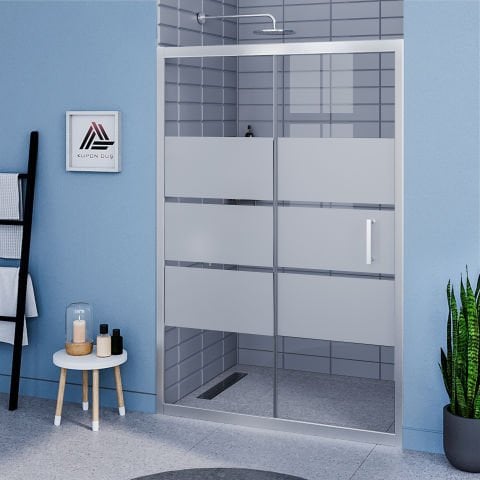 Vesta D200  İki Duvar Arası  1 Sabit 1 Sürgü Duşakabin Parlak Profil Kumlu Cam H: 190 cm