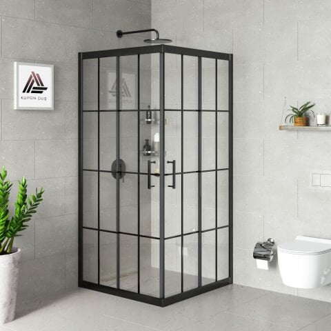 Vesta D100 Kare Duşakabin Siyah Profil Karolaj Cam