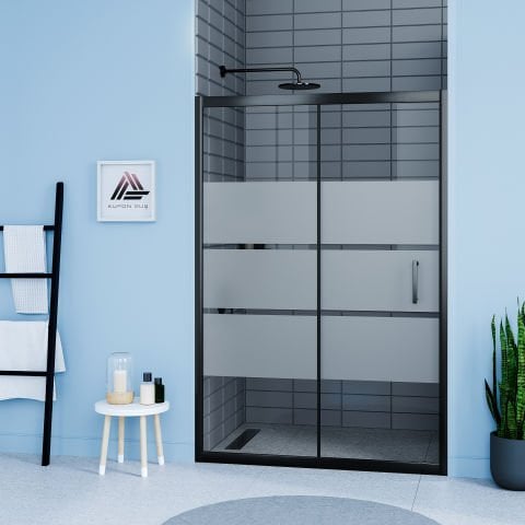 Vesta D200 İki Duvar Arası 1 Sabit 1 Sürgü Duşakabin Siyah Profil Kumlu Cam H: 190 cm