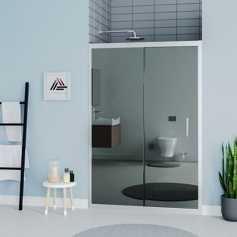 Vesta D200 İki Duvar Arası 1 Sabit 1 Sürgü Duşakabin Parlak Profil Reflekte (Aynalı) Cam H: 190 cm