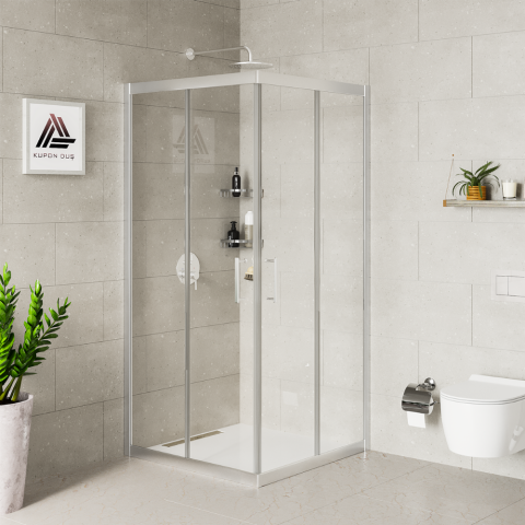 Vesta D100 Kare Duşakabin Parlak Profil Şeffaf Cam H: 190 cm