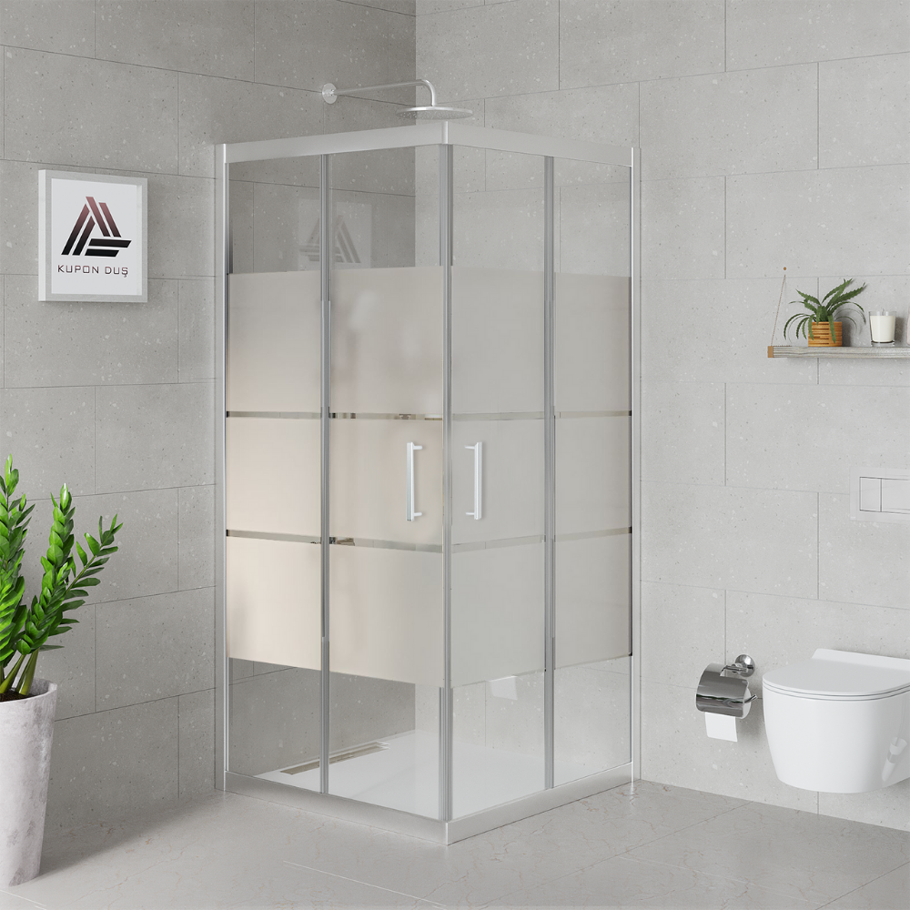 Vesta D100 Kare Duşakabin Parlak Profil Kumlu Cam H: 190 cm