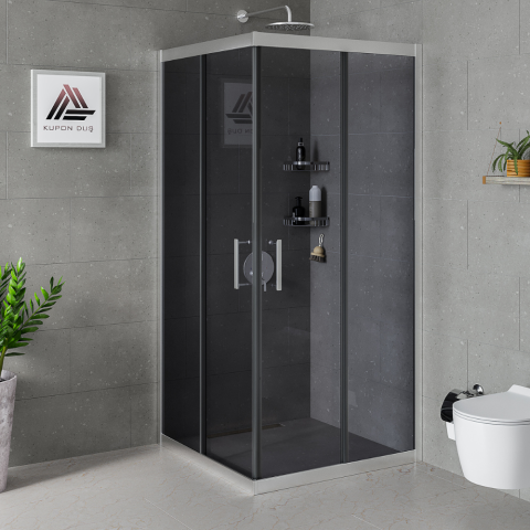 Vesta D100 Kare Duşakabin Parlak Profil Füme Cam H: 190 cm