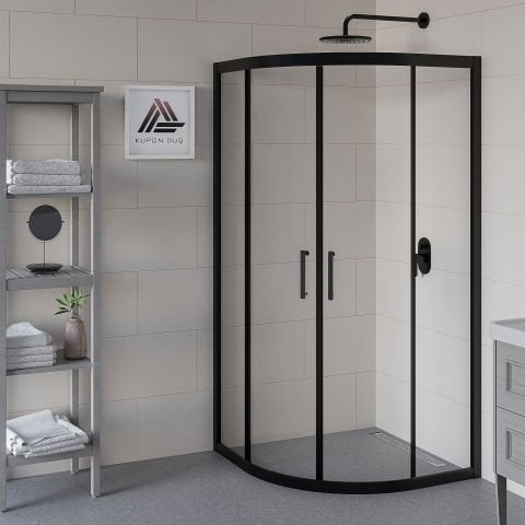 Vesta D300 Oval Duşakabin Siyah Profil Şeffaf Cam H: 190 cm