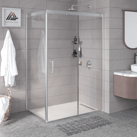 Vesta D201 Dikdörtgen Duşakabin Parlak Profil Şeffaf Cam H: 190 cm