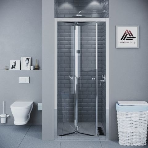 Vesta D500 Katlanır Duşakabin Parlak Profil Şeffaf Cam H: 190 cm