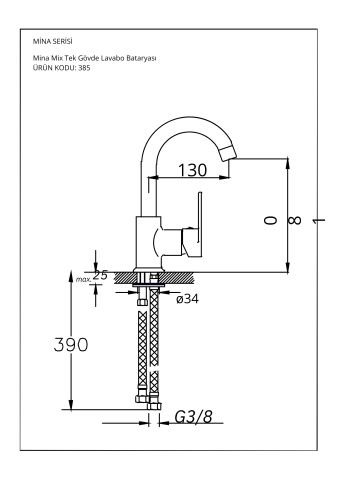 Mina Tek Gövde Lavabo Bataryası