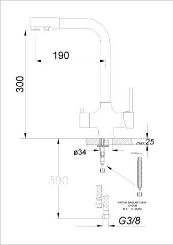Arıtma Tek Gövde Eviye Bataryası Altın