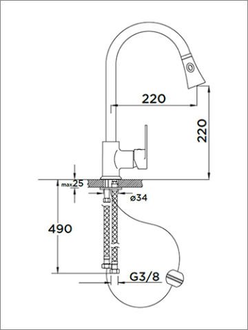 Tek Gövde Spiralli Eviye Bataryası Siyah