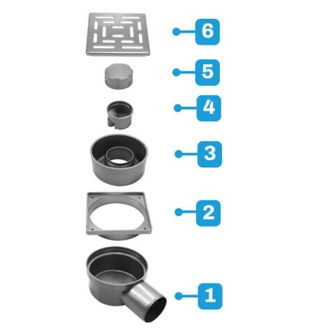 Klasik Plastik Çerçeveli Duş Süzgeçi Yan Çıkış 10*10 cm  Ø50