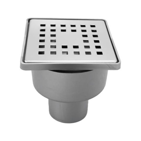 Klasik Paslanmaz Duş Süzgeçi Alt Çıkış 10*10 cm Ø50