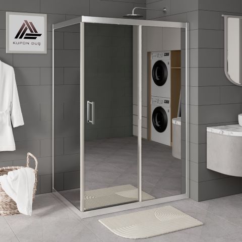 Vesta D201 Dikdörtgen Duşakabin Parlak Profil Reflekte Aynalı Cam H: 190 cm