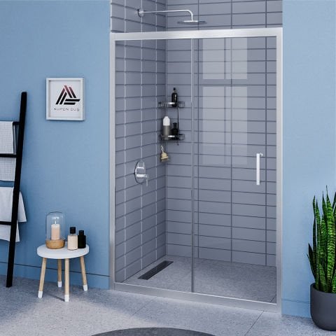 Vesta D200 İki Duvar Arası 1 Sabit 1 Sürgü Duşakabin Parlak Profil Şeffaf Cam H: 190 cm