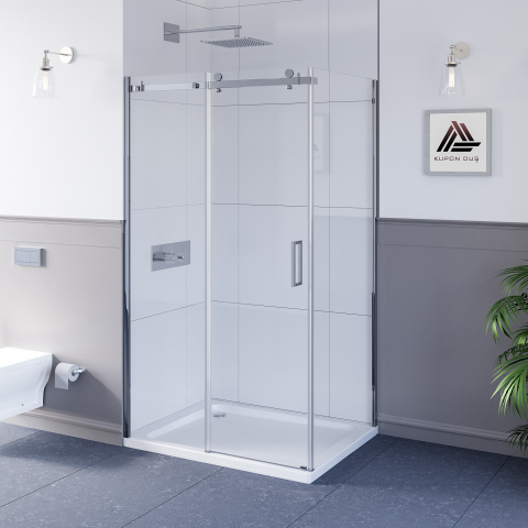 Sirius D201 Dikdörgen Parlak Aksam Şeffaf Cam Askılı Sistem Duşakabin H: 200cm